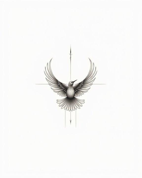 abstract bird flight tattoo