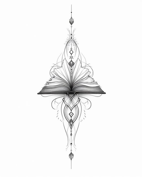 abstract literary spine tattoo