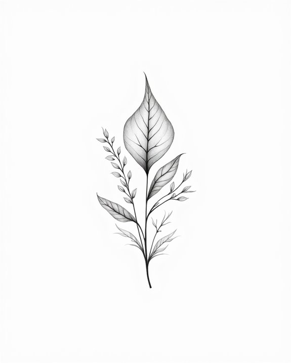 abstract minimalist leaf tattoos