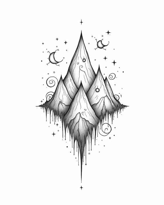 abstract mountain totem tattoos