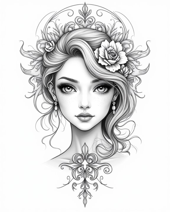 abstract portrait tattoo fusion