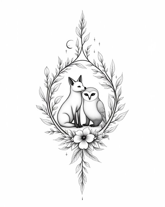 artistic animal couple tattoos