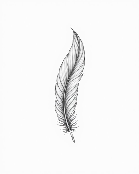 asymmetrical feather tattoo design