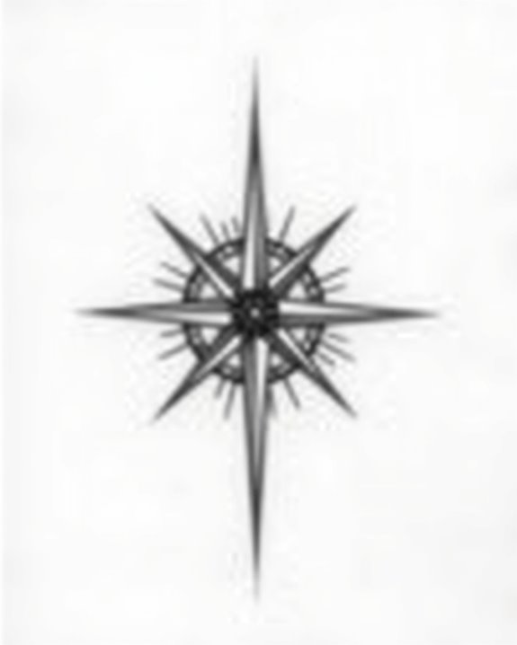 asymmetrical minimalist compass tattoo