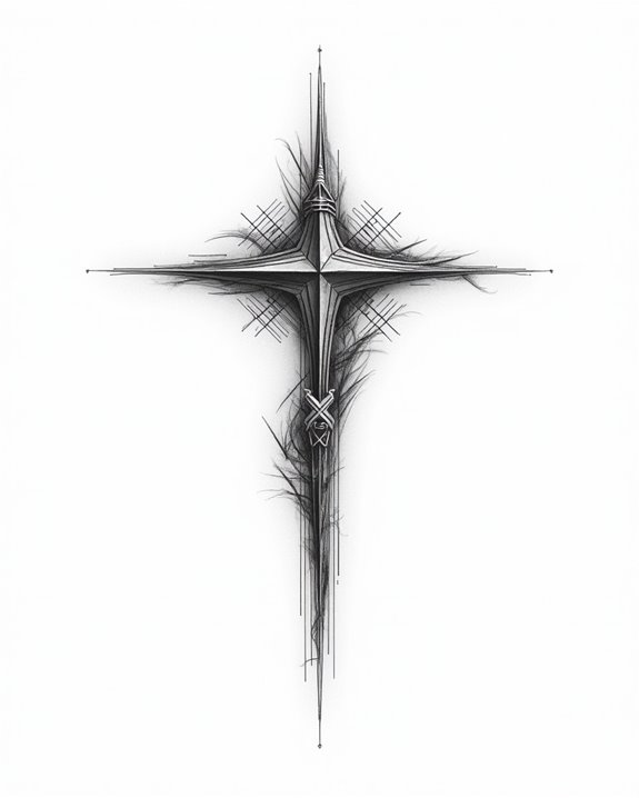 asymmetrical modern cross tattoos