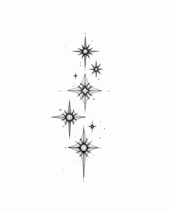 asymmetrical star tattoo designs