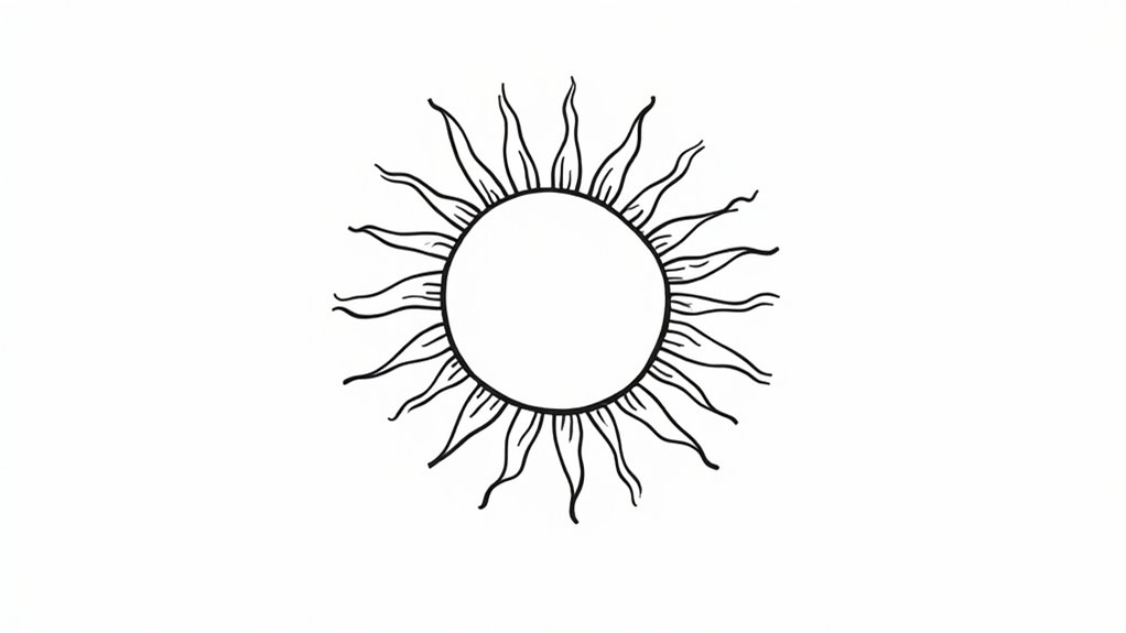 bold fine line sun tattoos