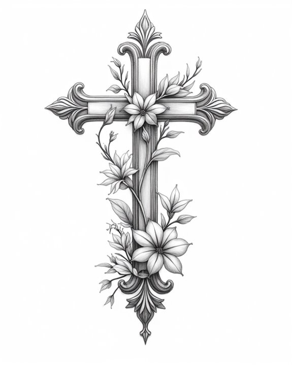 botanical cross tattoo symbolism