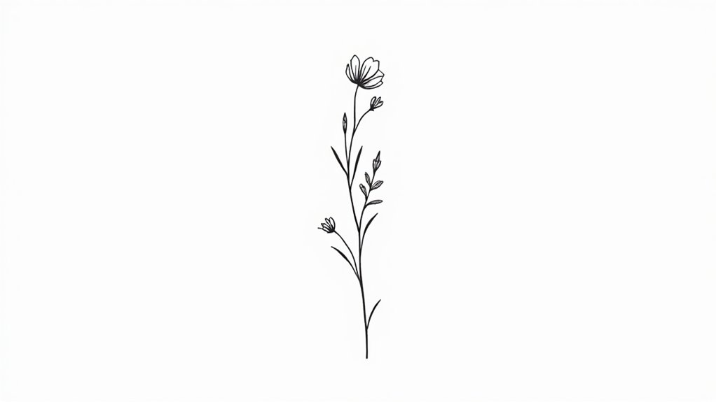 botanical fine line tattoos