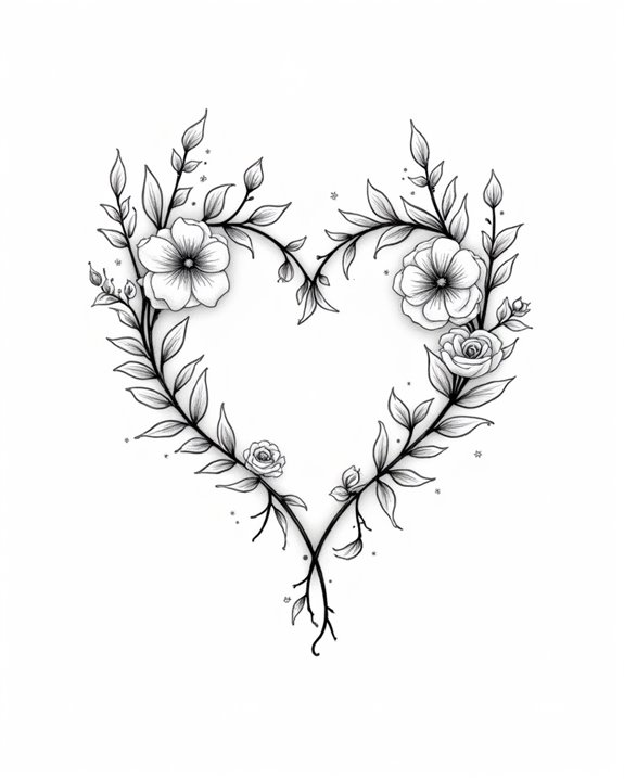botanical heart tattoo design