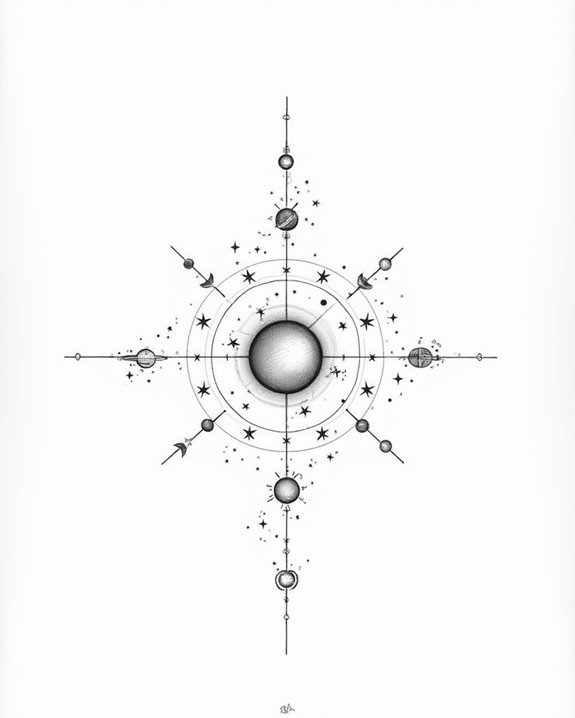 celestial fine line tattoos
