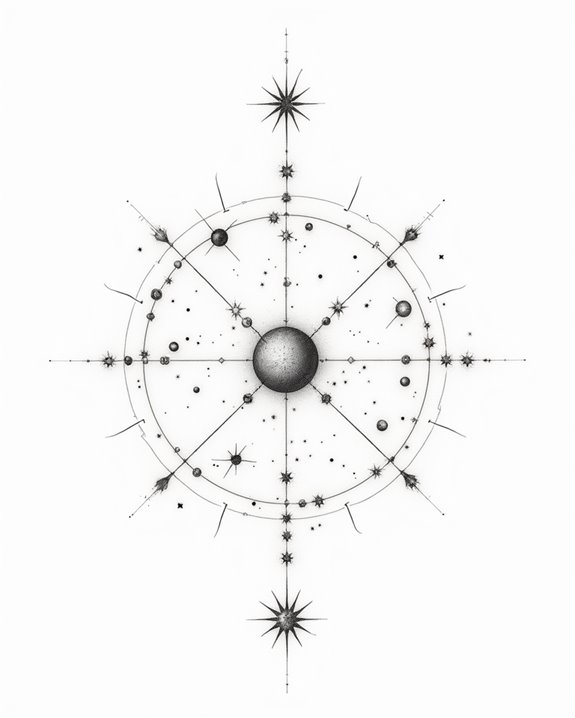 celestial linear landscape tattoos