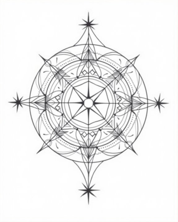 cosmic bold linework tattoos