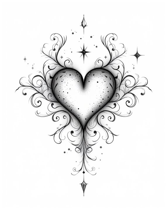 cosmic heart line art