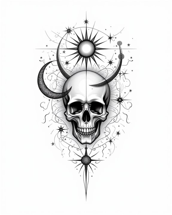 cosmic skull tattoo designs