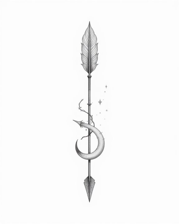 crescent moon arrow tattoo