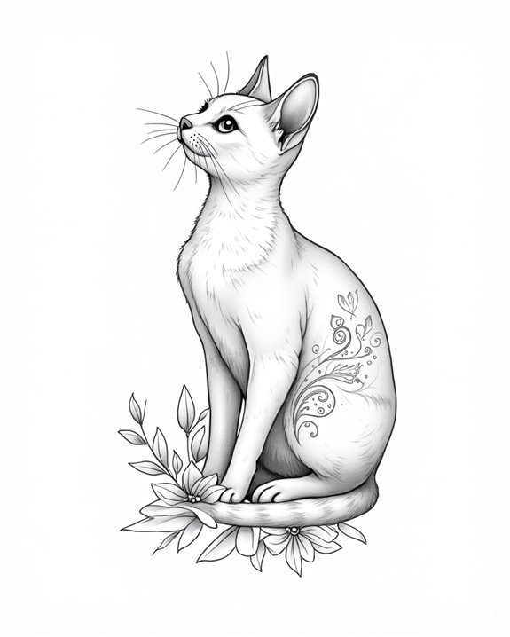 curious cat line drawing