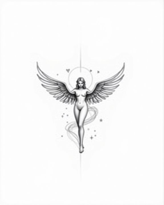 delicate angel tattoo design