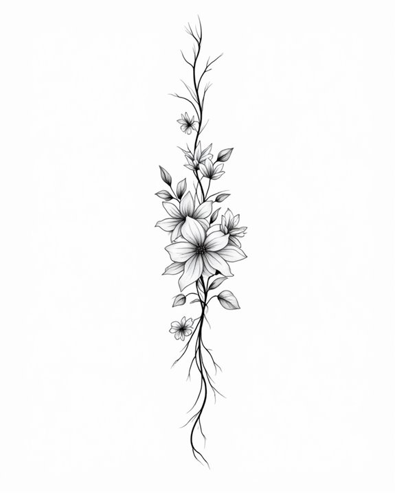 delicate botanical hand tattoos