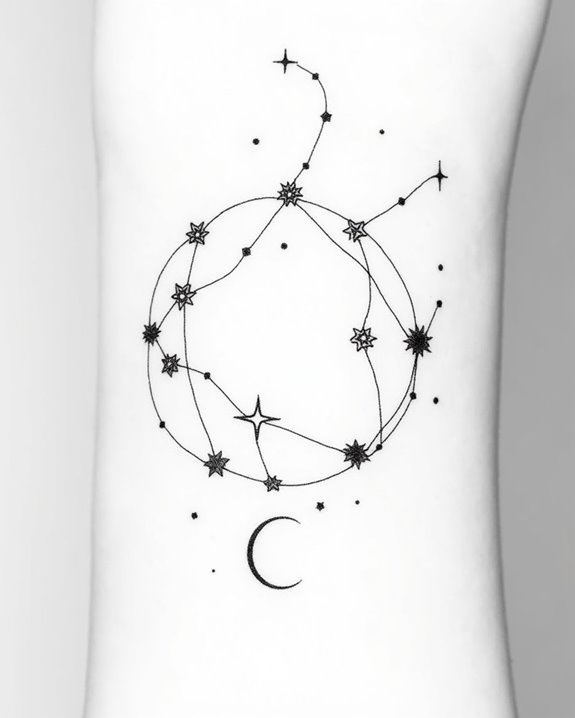 delicate constellation wrist tattoos