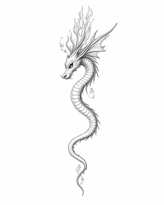 delicate dragon back tattoo
