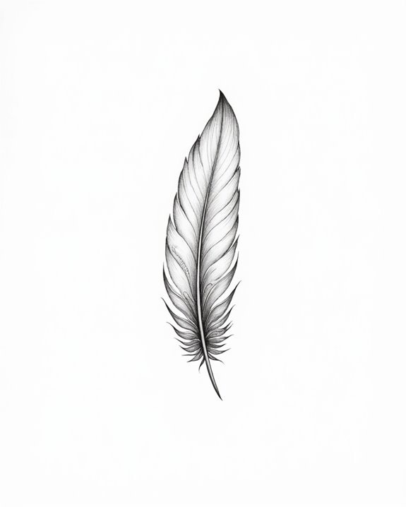 delicate feather ankle tattoo