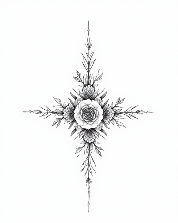 delicate floral couple tattoos