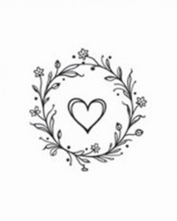 delicate heart wreath tattoo