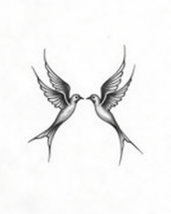 delicate lovebird silhouette tattoos
