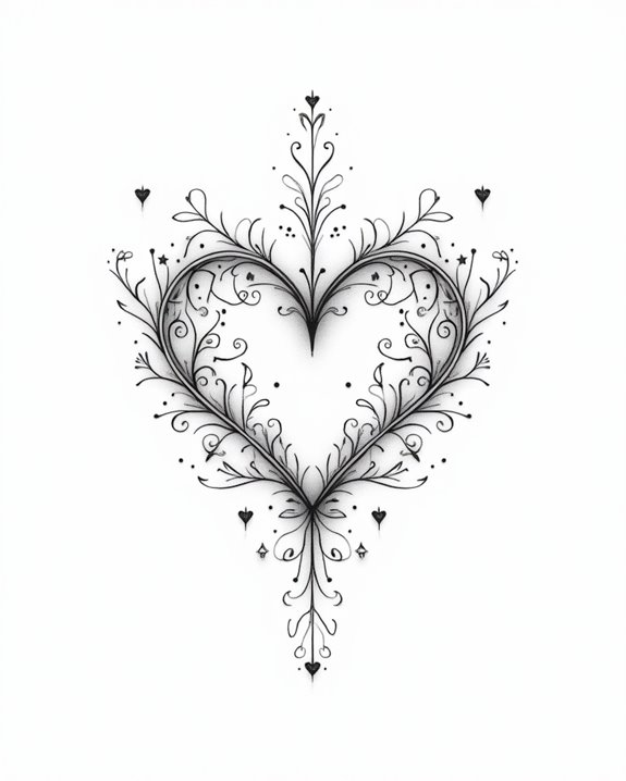 delicate script heart tattoo