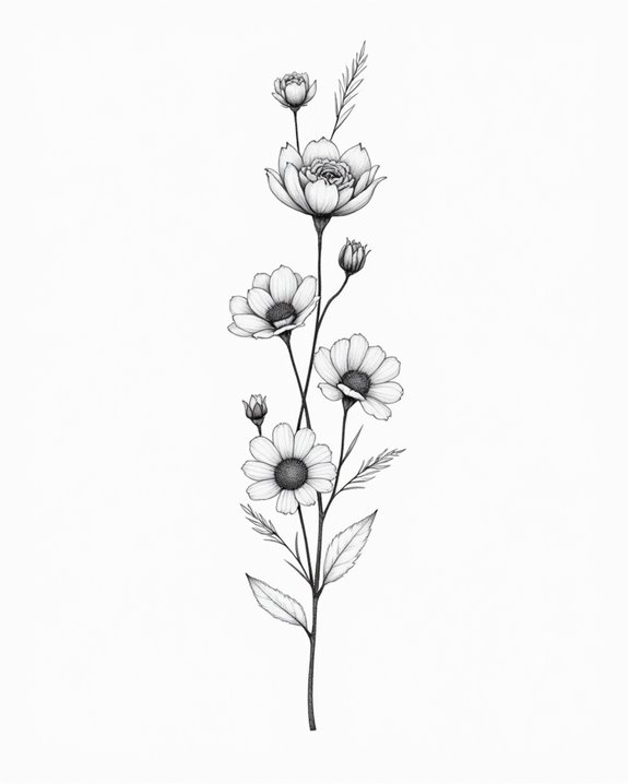 delicate vintage flower tattoos