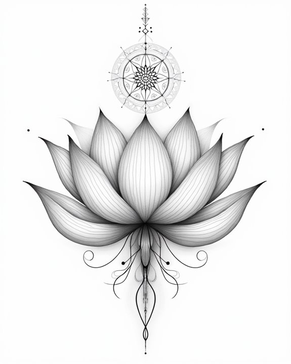 divine lotus geometric tattoos