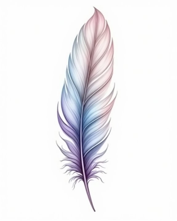 dreamy watercolor feather tattoo