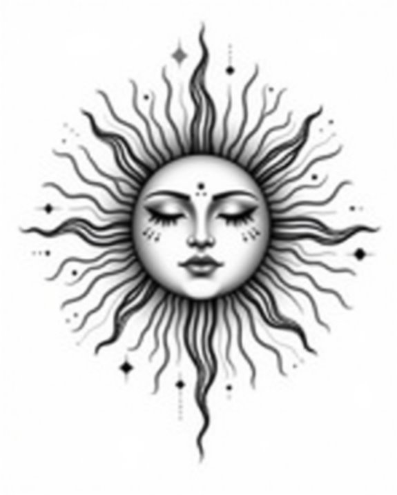 dynamic abstract sun tattoos
