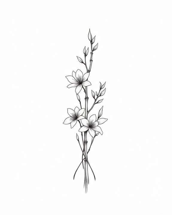 elegant botanical wrist tattoo