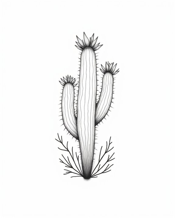 elegant cactus tattoo design