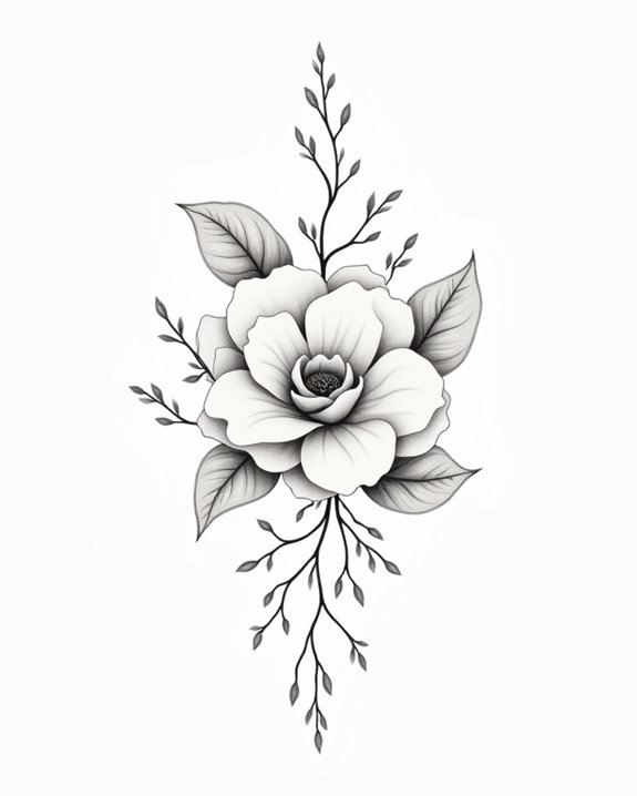 elegant camellia collar tattoo