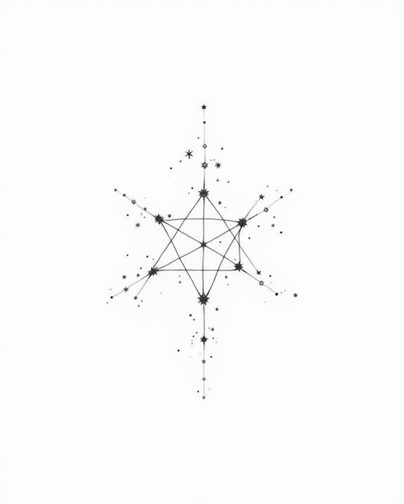elegant celestial line art