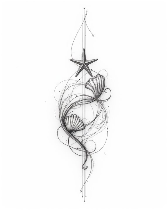 elegant coastal wave tattoo