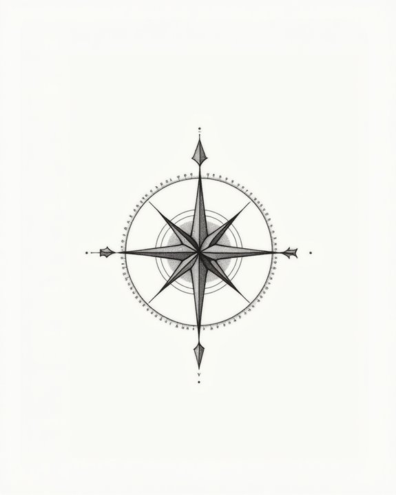 elegant compass arrow tattoo