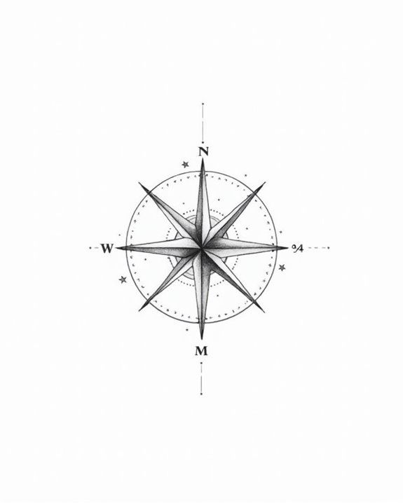 elegant compass tattoo inspiration