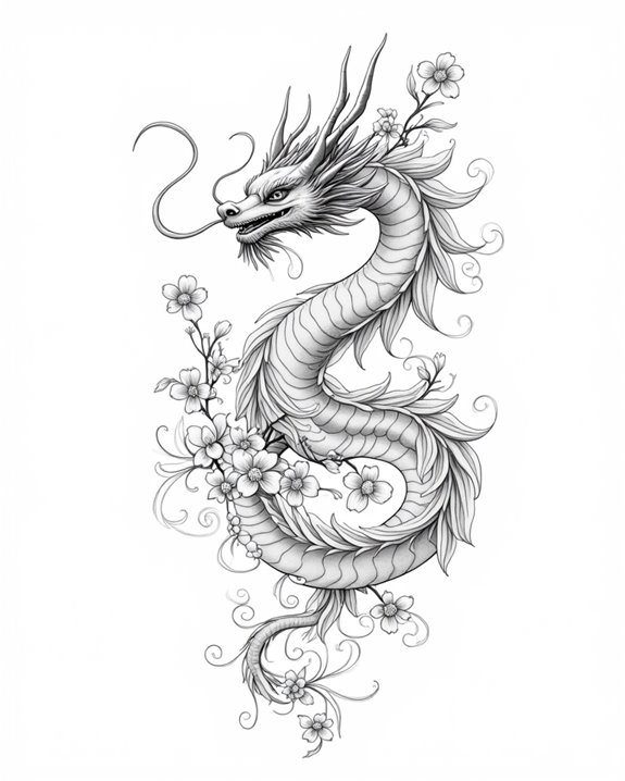 elegant dragon floral design