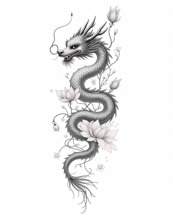 elegant dragon lotus symbolism