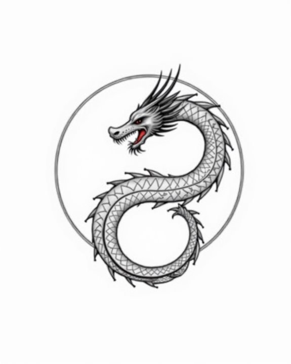elegant dragon thigh tattoo