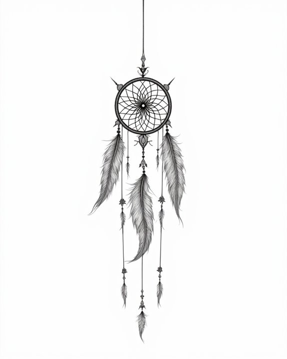 elegant dreamcatcher finger tattoo