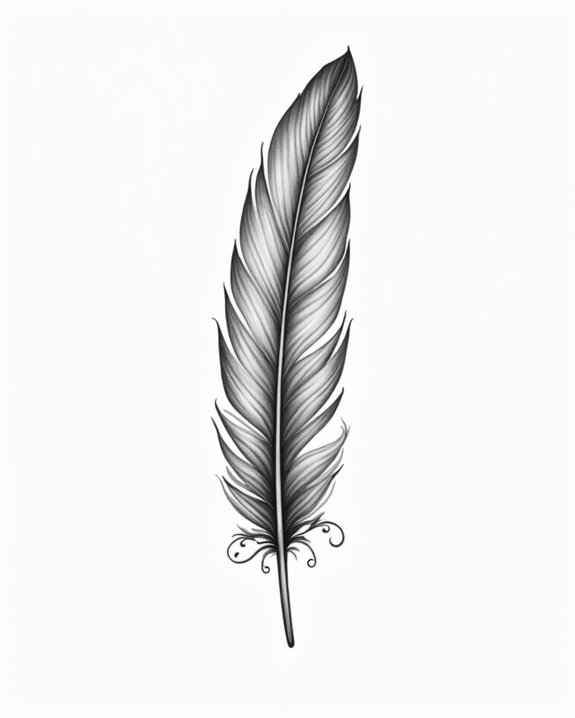 elegant feather spine tattoo