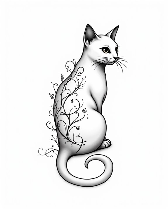 elegant feline silhouette tattoo