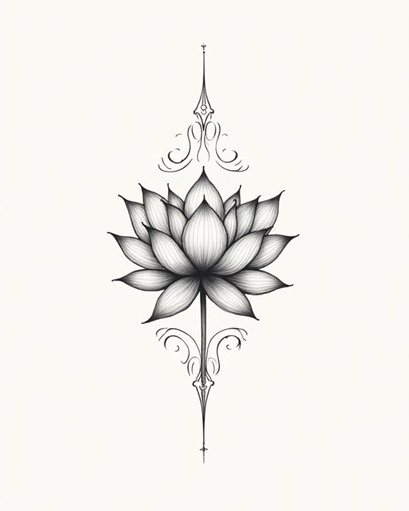 elegant floating lotus tattoo