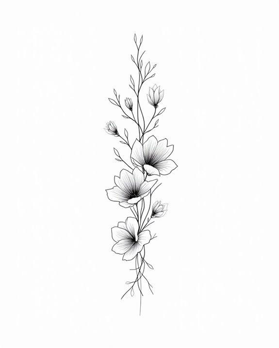 elegant floral line art