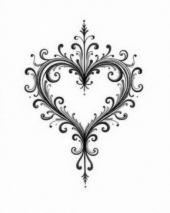 elegant flourished heart tattoo